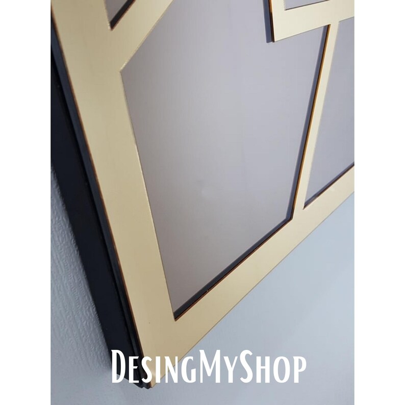 Square Mirrored Wall Clock, Modern Gold Large Wall Clock, Square