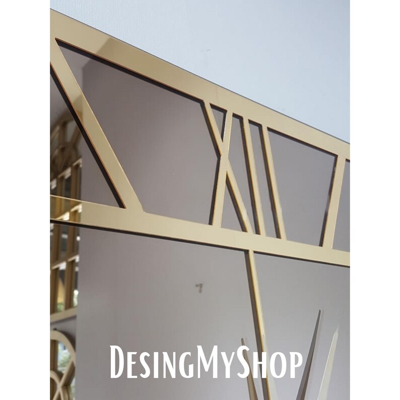 Square Mirrored Wall Clock, Modern Gold Large Wall Clock, Square