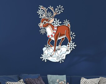 Christmas Deer SVG — Christmas Deer Multilayered — Santa Deer templates file  — Christmas Deer Laser Cut  SVG