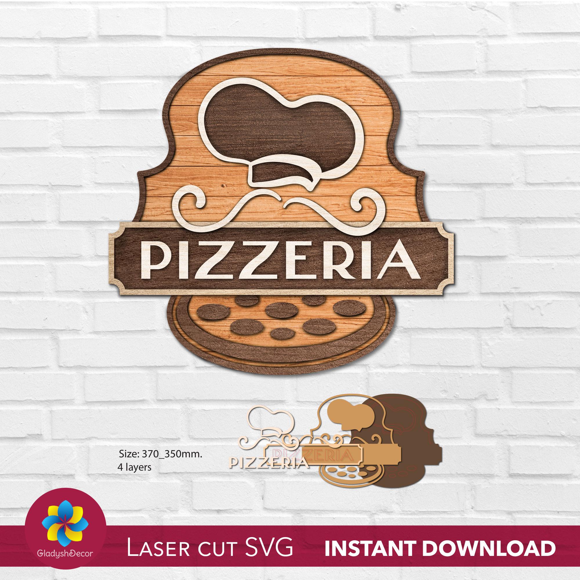 Pizzeria 3D Wood Wall Sign, Pizzaiolo Gift Decor, Multi-layer Laser Cut ...