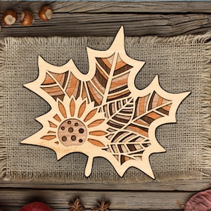 Onderzetter blad svg — blad onderzetter SVg — houten koffie onderzetter SVG — standaard voor hete CNC-bestand — keukenbar decor — keukenaccessoires Svg