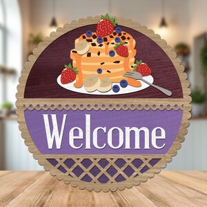 Cabide de porta de panqueca SVG, Placa de panqueca SVG, Placa de boas-vindas de panqueca, Cabide de porta de boas-vindas SVG, Decoração de bar Cricut, Cabide de porta de comida
