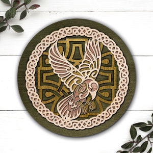 Uccello scandinavo in formato SVG — Taglio laser del sottopentola — Supporto per DXF caldo — File digitale DXF per sottobicchieri in legno — Decorazioni per la cucina — Decorazioni per il bar DXF