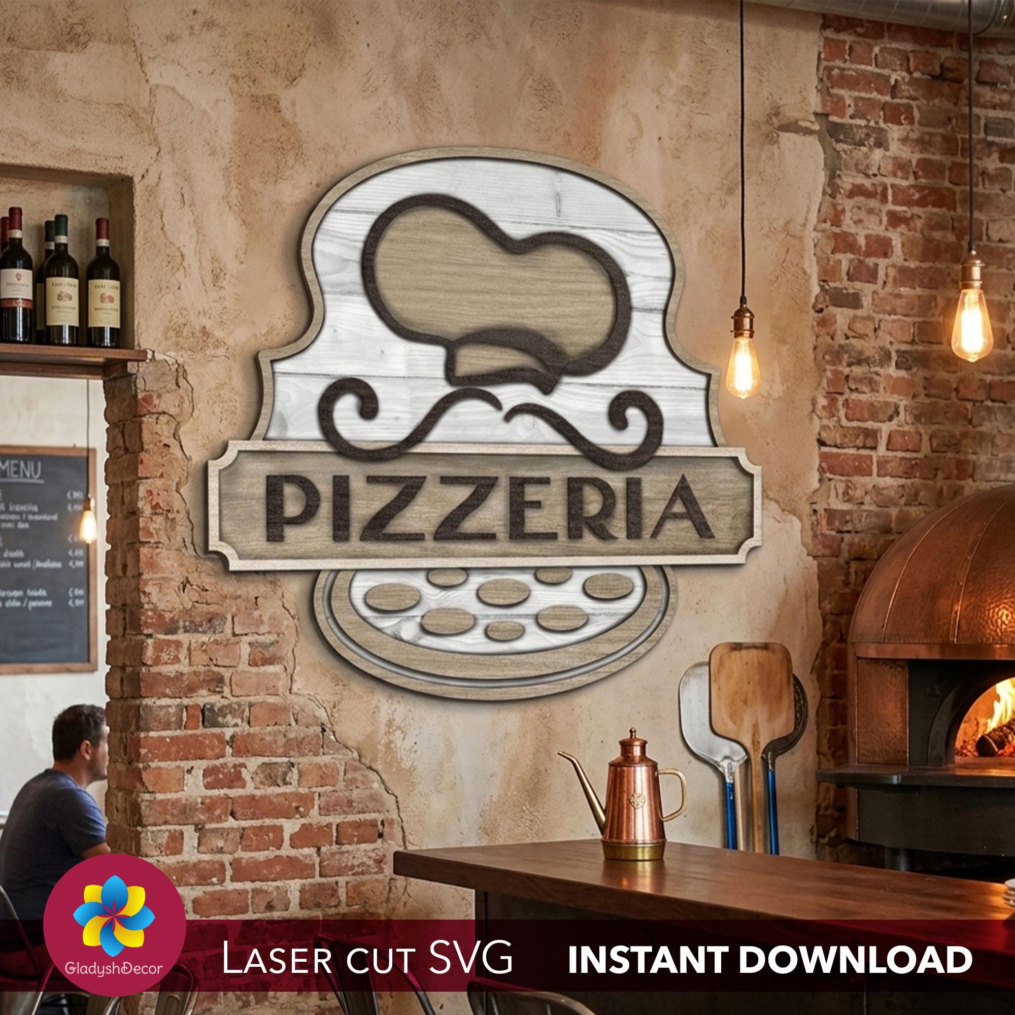Pizzeria 3D Wood Wall Sign, Pizzaiolo Gift Decor, Multi-layer Laser Cut ...