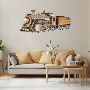 Archivo SVG multicapa de locomotora 3D, archivo SVG CNC de mandala de locomotora, corte láser de trenes, corte de madera contrachapada, archivo láser Glowforge, Cricut