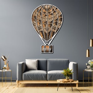 Air Balloon Multilayered SVG, 3D Air Balloon Mandala SVG, Balloon Mandala SVG Laser Cut File, Vintage Air Balloon, Trip Wall Decor