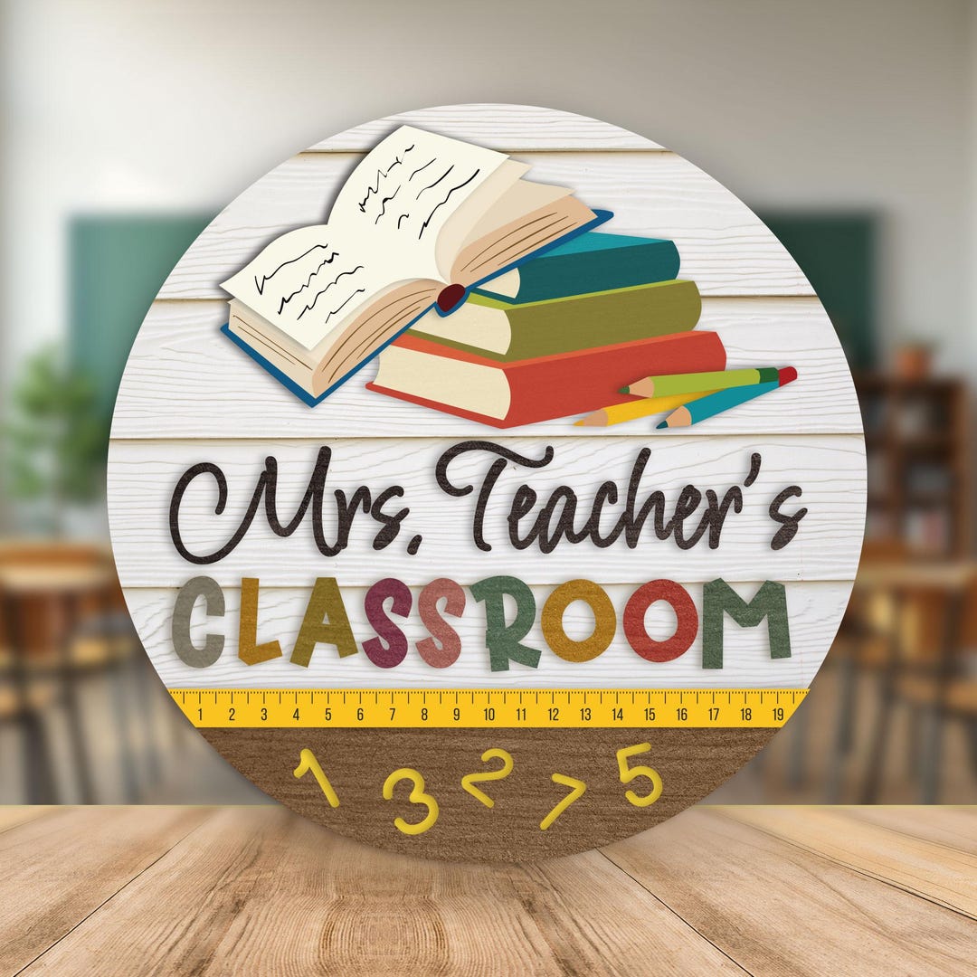 Mrs. Teacher's Classroom Door Hanger SVG, Teacher Door Hanger Digital ...