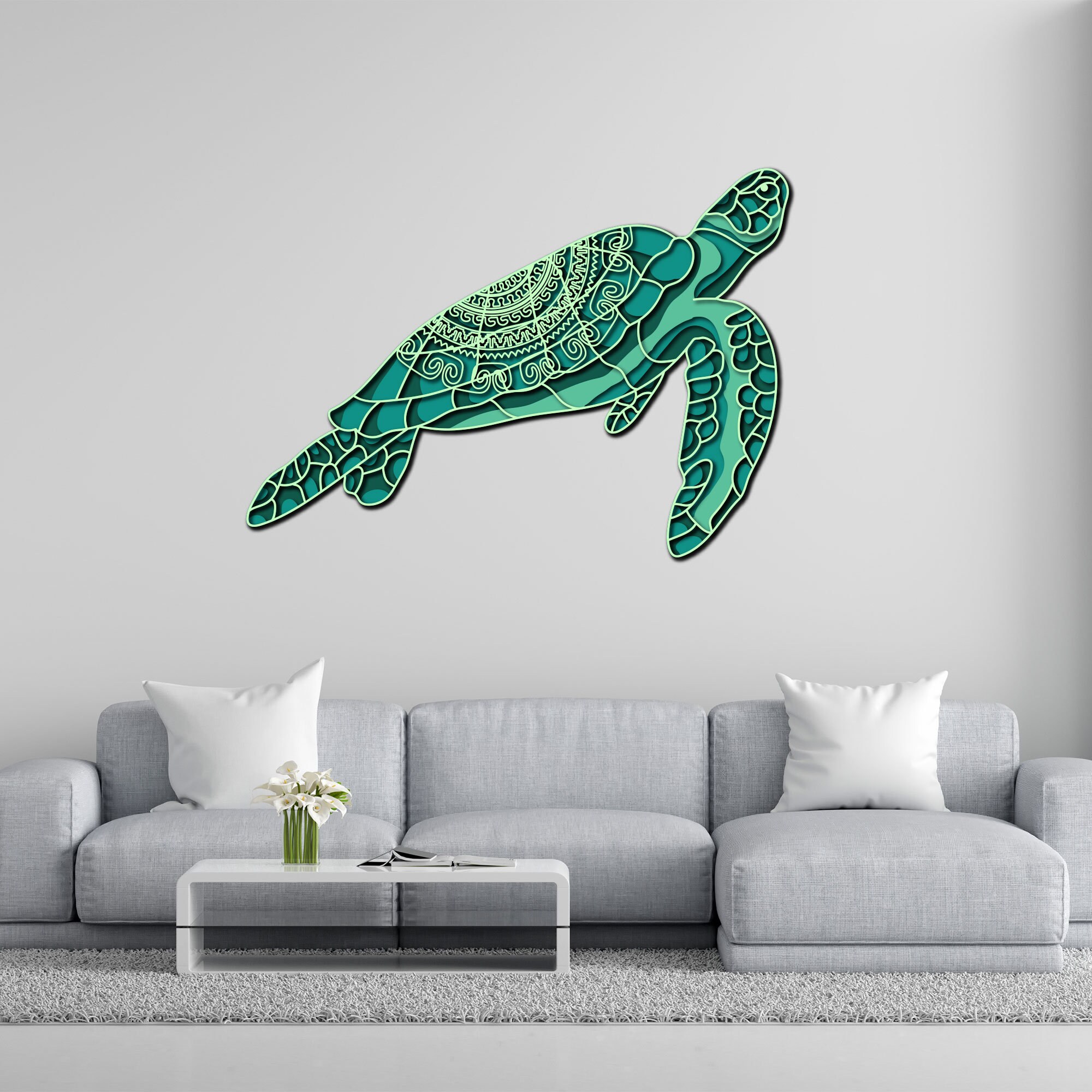 Turtle Multilayer SVG, 3D Turtle Digital File DXF, Turtle Mandala SVG ...