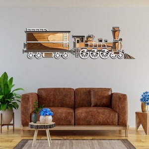 Locomotora 3D multicapa SVG, Tren SVG, Locomotora de vapor Mandala SVG, Decoración de pared de tren, Corte de tren de madera contrachapada, Corte láser de tren 3D