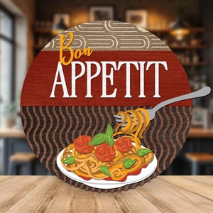 Espaguete e Almôndegas Porta Hanger SVG, Bon Appetit Porta Hanger Sinal SVG, Pasta CNC Arquivo Arquivo, Espaguete Sinal Svg Cricut