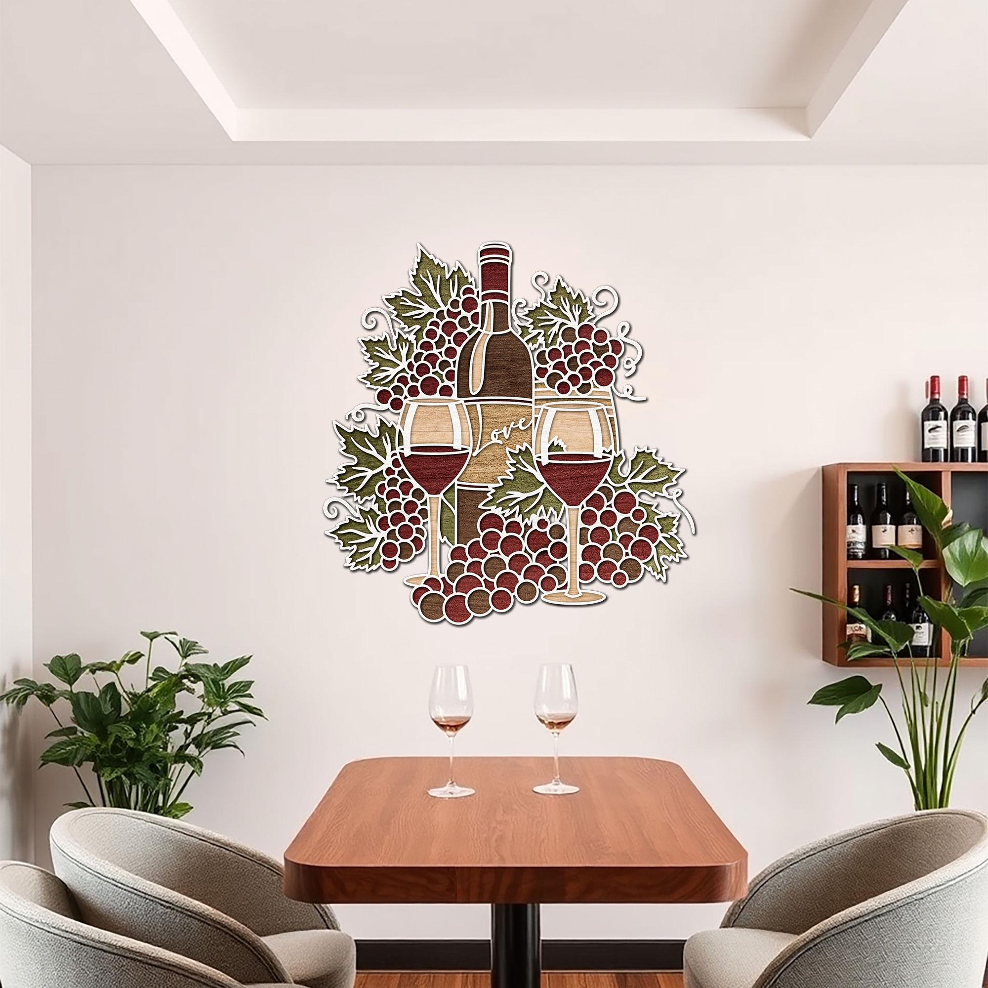 Wine Multilayered SVG, Wine Wall Bar Decor Laser Cut, Glass of Wine ...