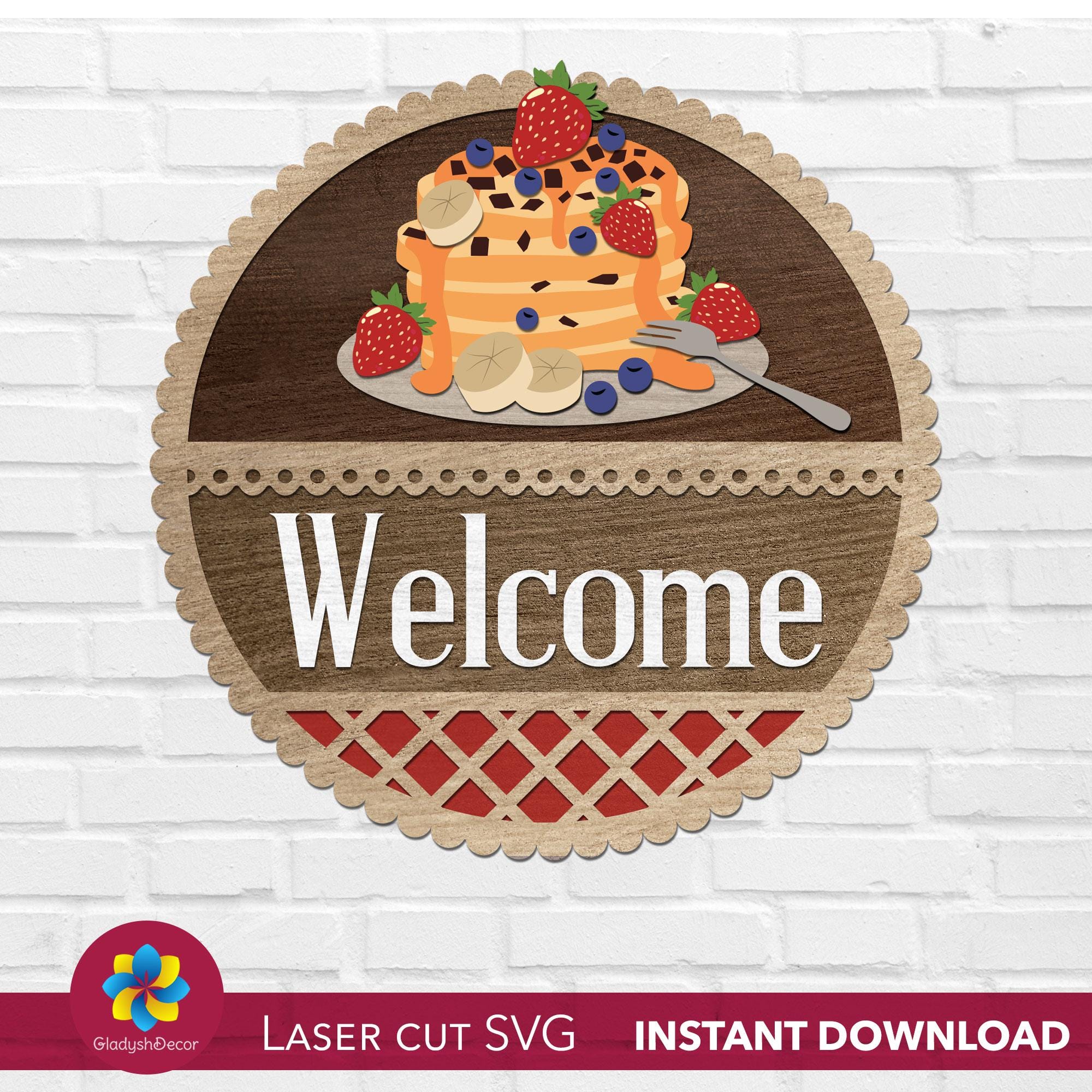 Pancake Welcome Sign for Bakery Decor, Kitchen Door Hanger, Sweet Shop ...