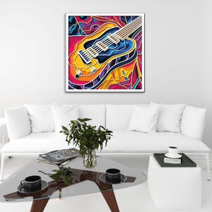 Guitar 3D Multilayer SVG, Musical Instruments 3D Mandala DXF, Guitar Mandala Laser Cut Home Decor
