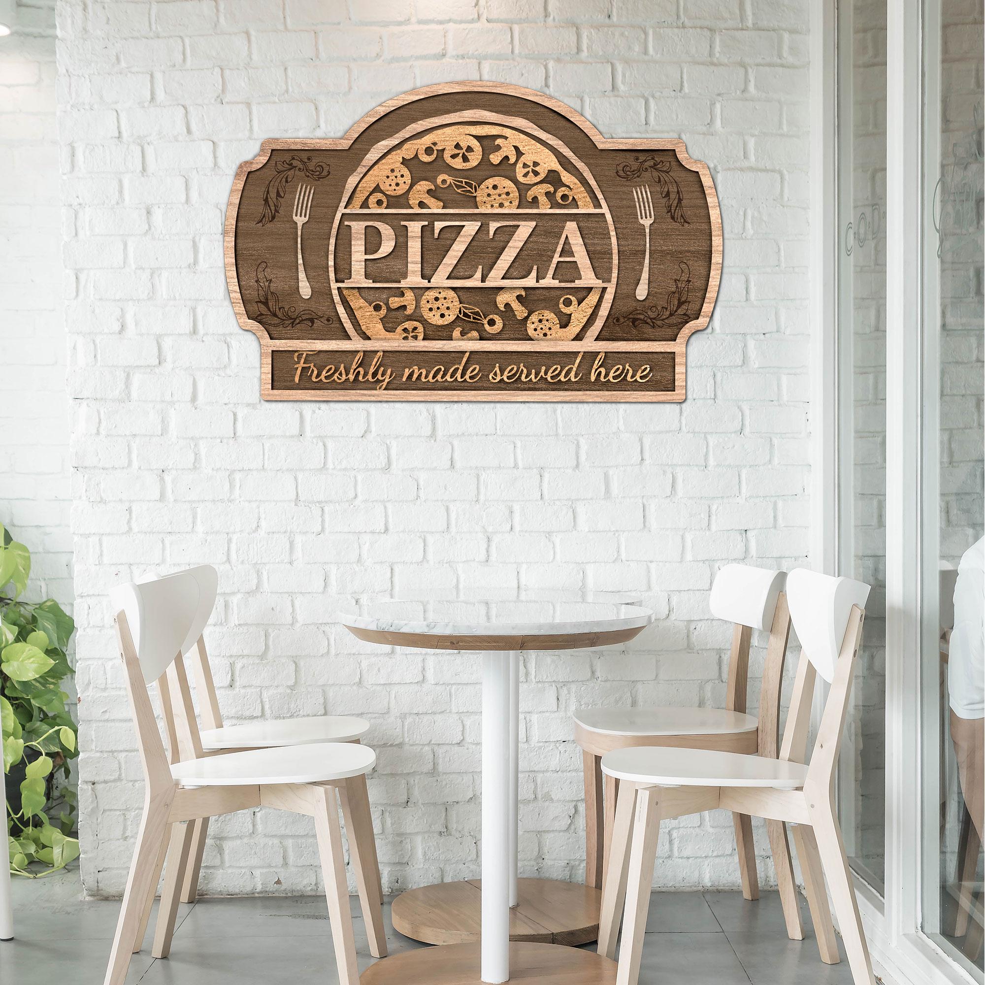 3D Layered Pizza SVG — Pizza Wall Wood Sign SVG — Pizzeria Sign