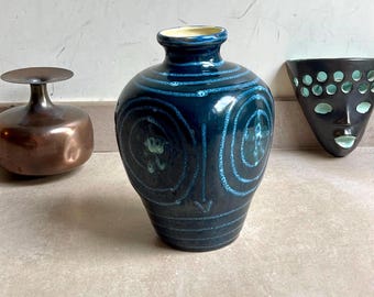 ミッドセンチュリーモダン抽象幾何学模様スタジオ陶器花瓶