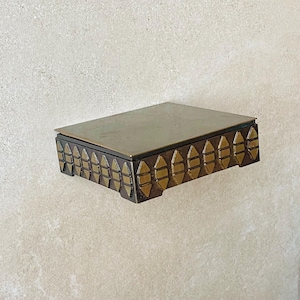 Brutalist Brass Box, Hungarian Studio Metal Art, Architectural Modernist Object, 1970s