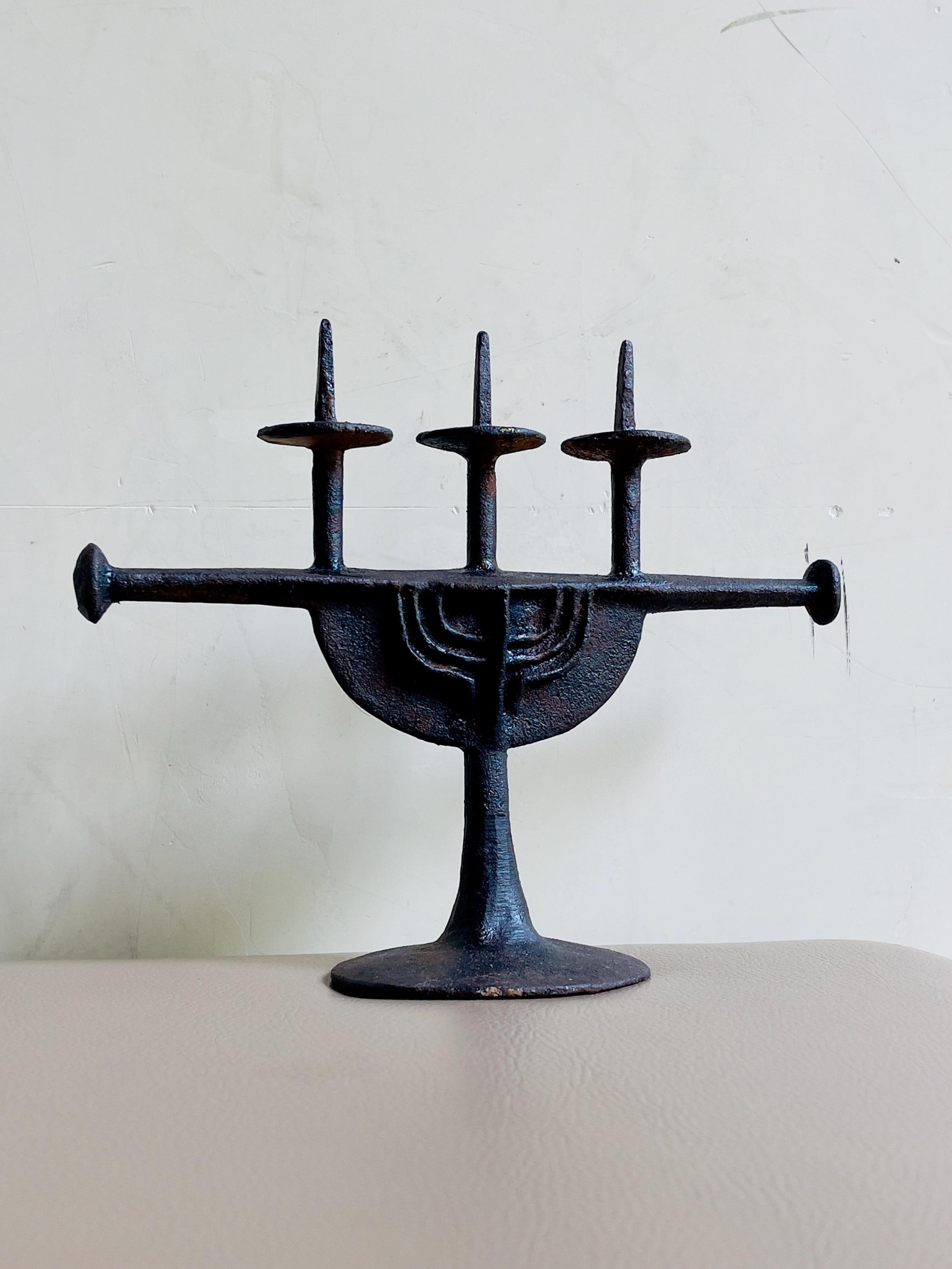 Antique Iron Candle Stand キャンドルスタンド 燭台 2 RESERVED Rare Hungarian Brutalist Iron Candle Holder by Zoltán Pap