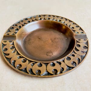 Brutalist Brass Ashtray: Mid-Century Modern Hungarian Metal Art