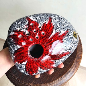 Mid century modern ceramic vase European studio pottery handcrafted vintage statement piece MCM collectible gift for design lovers