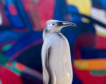 Vintage Hollohaza Porcelain Penguin – Mid-Century Modern Art Deco Sculpture