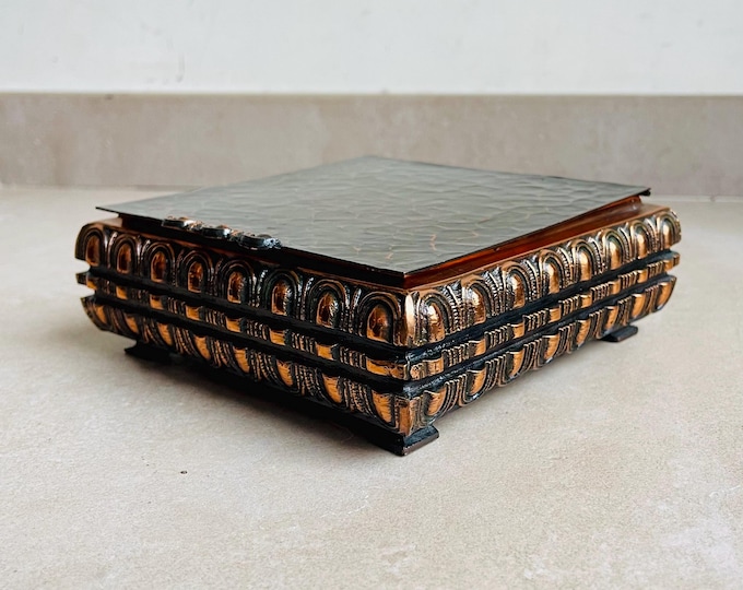 Mid Century Brutalist Bronze Box - Sculptural Geometric Relief - 1970s ...