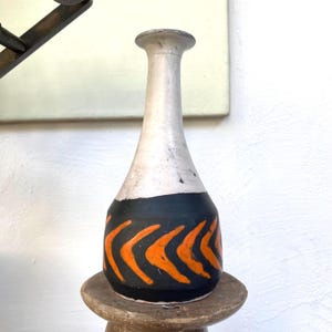 Livia GORKA Mid century modern ceramic vase European Brutalist studio pottery handcrafted vintage statement piece MCM collectible art