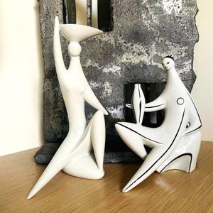 Modernist Woman Porcelain Figurine Zsolnay Mid-Century Girl Statue Mid Century Sculpture Decorative 1960s Sideboard Decor Gift for Her MCM