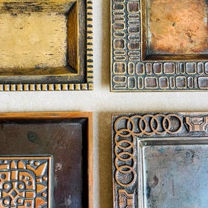 Vintage Square Bronze Copper Brass Catchall Tray - Hungarian MCM Metal Art Plates - Mid Century Modern Square Trinket Dish Geometric Relief
