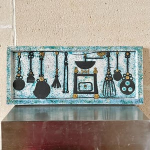 Brutalist Ceramic Wall Plaque – Katalin M. Kiss MCM Hungarian Studio Pottery – Wizarding Kitchen Scene – Vintage Terracotta Wall Relief