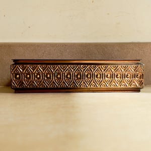 Vintage Bronze Box with Geometric Relief - Mid Century Modern Industrial Metal Art Trinket Box - 1970s Hungarian Brutalist Modernist Decor
