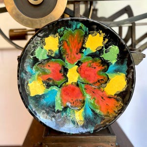 XL Ceramic Art Wall Plate – Brutalist Studio Pottery Wall Art- 1960s Hand-Glazed Abstract Design Bold Mid Century Modern Statement Accent
