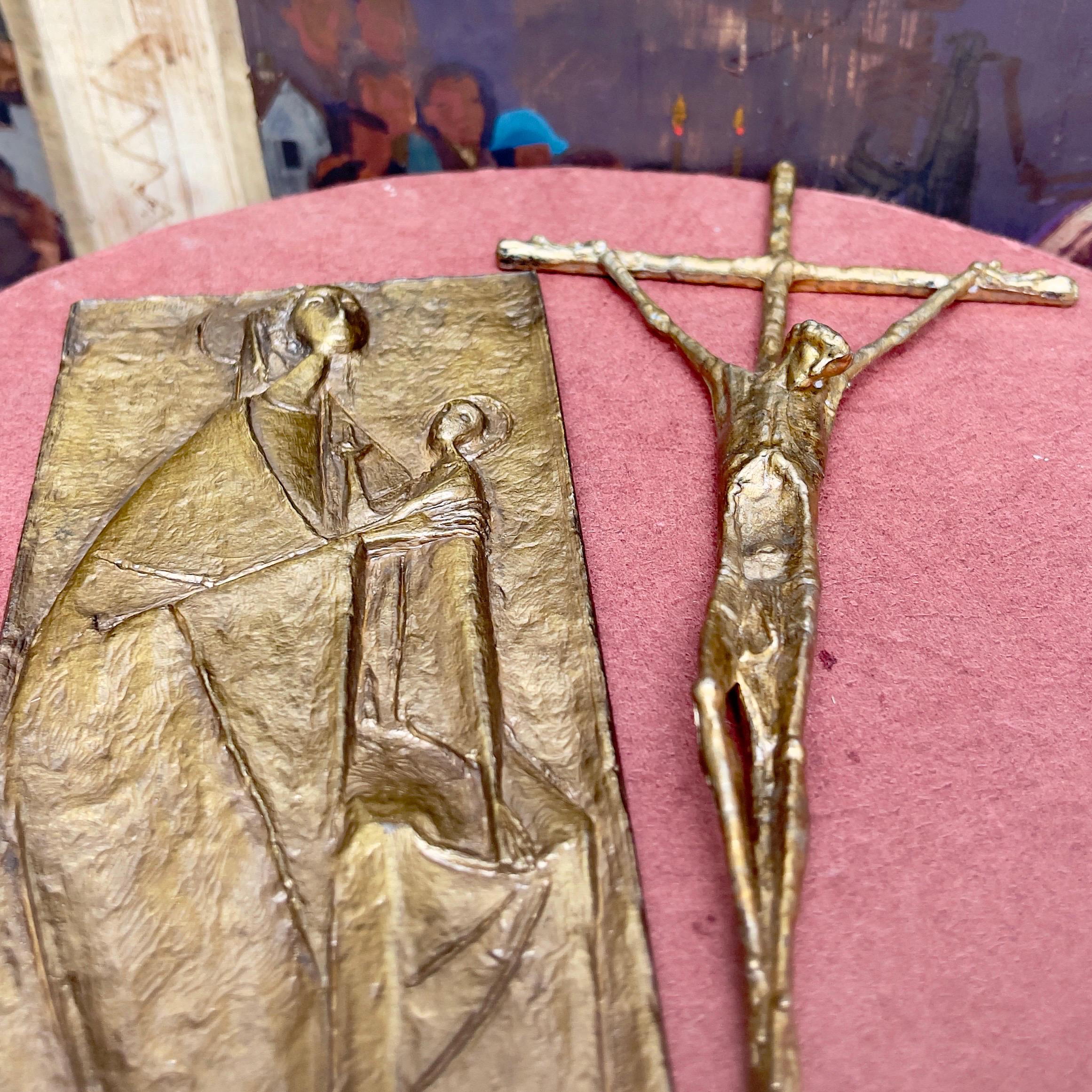 Vintage Bronze Kruzifix Cross Corpus Christi by Erwin Huber 1983