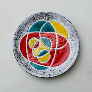 Mid-Century Modern Abstrakter Wandteller – Ilona Pál, ungarische Keramik