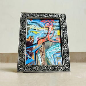 Marco de fotos de metal vintage - Marco de fotos de metal moderno de mediados de siglo, regalo de aniversario de los años 70