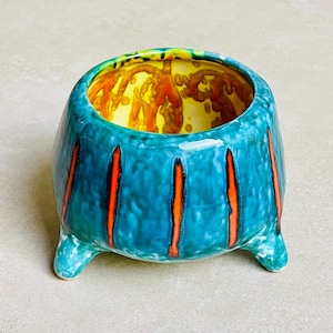 ペーテル・フェレンツ作 ミッドセンチュリーモダン 三脚プランターポット | Teal & Red Studio Pottery