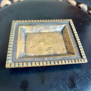 Mid-Century Brass Catchall Tray – Rectangular Form Metal Dish with Notched Edge – Brutalist Style Signed “BK” 1950s European Metalwork