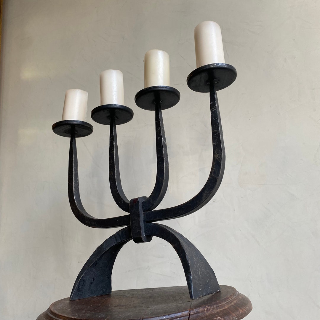 Karoly BIEBER Midcentury Modern Brutalist Wrought Iron Candle Holder
