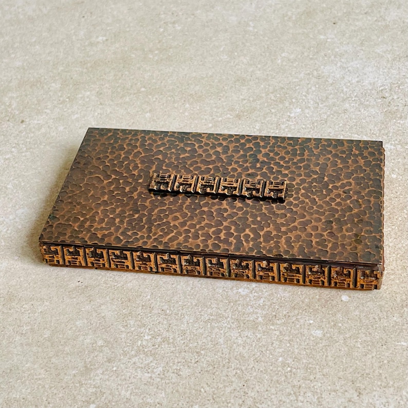 Mid Century Brutalist Copper Box – Vintage Signed Móga Metal Art ...