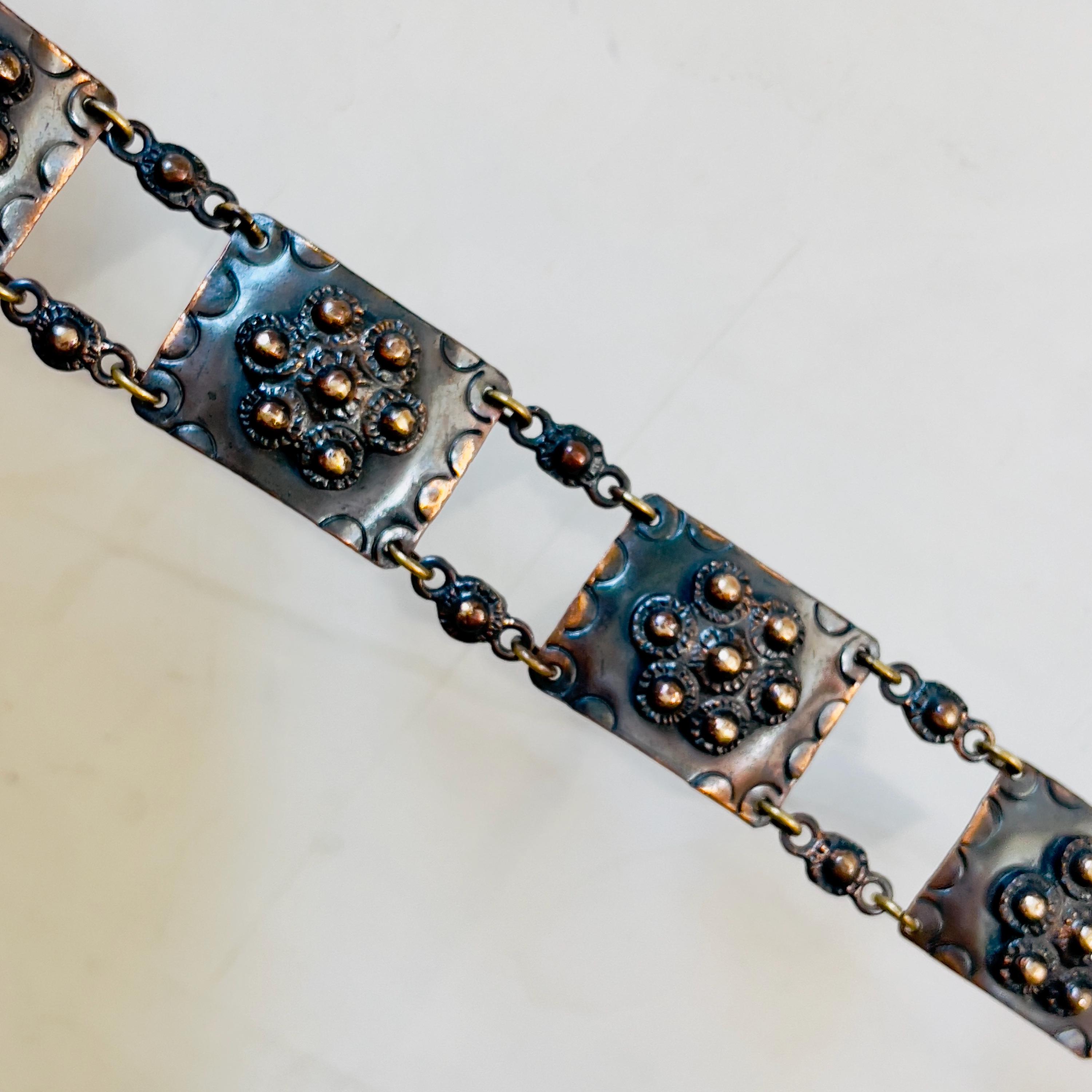ヴィンテージ モダニスト ブルータリスト 銅製ブレスレット 
