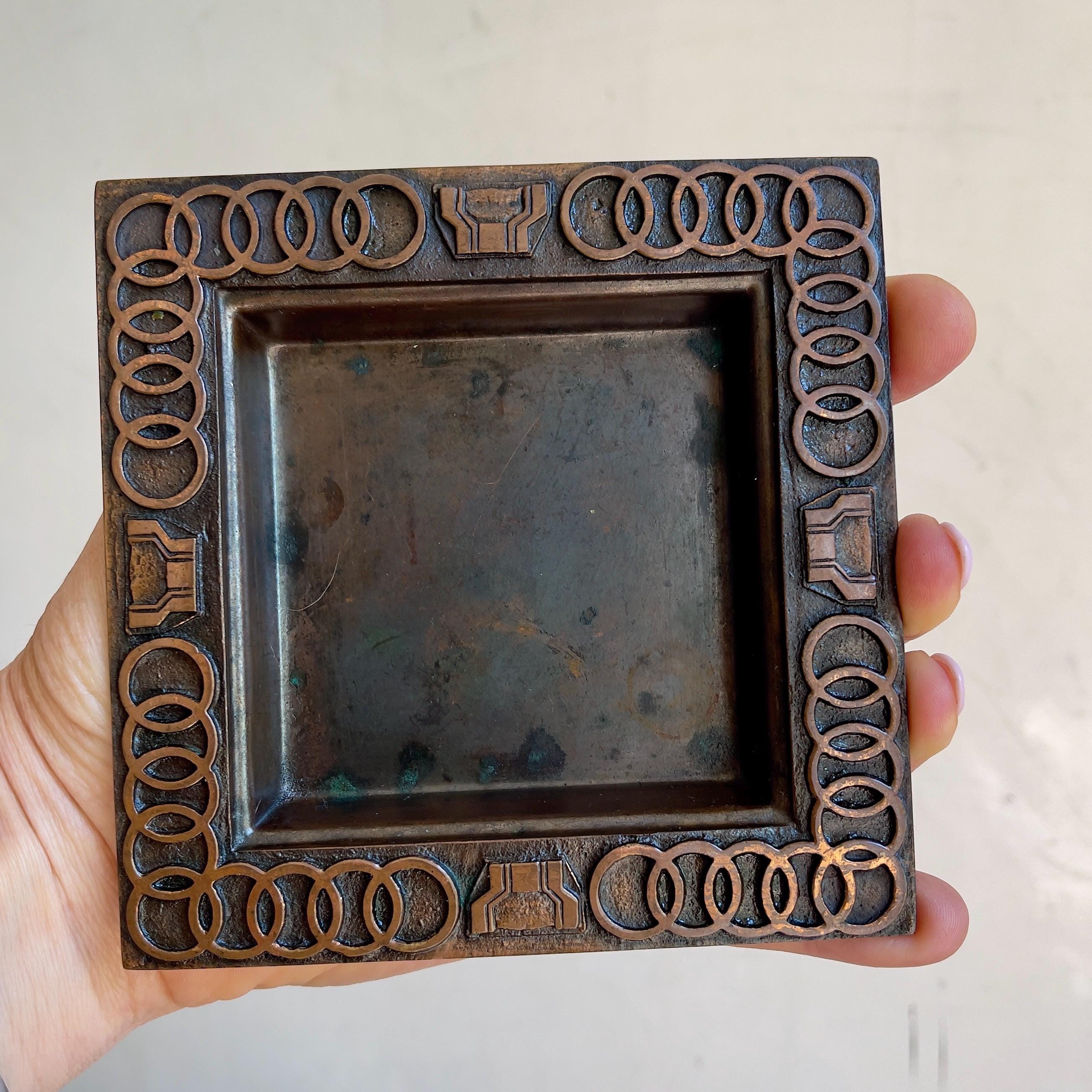Rare Signed Ottó Kopcsányi Brutalist Brass Ashtray Tray, Hungarian