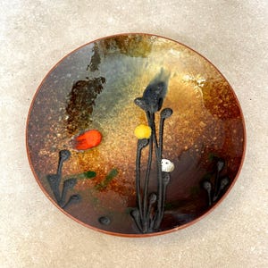 Moderne keramische wandplaat uit het midden van de eeuw, SARKADI, handgeschilderde Hongaarse kunst