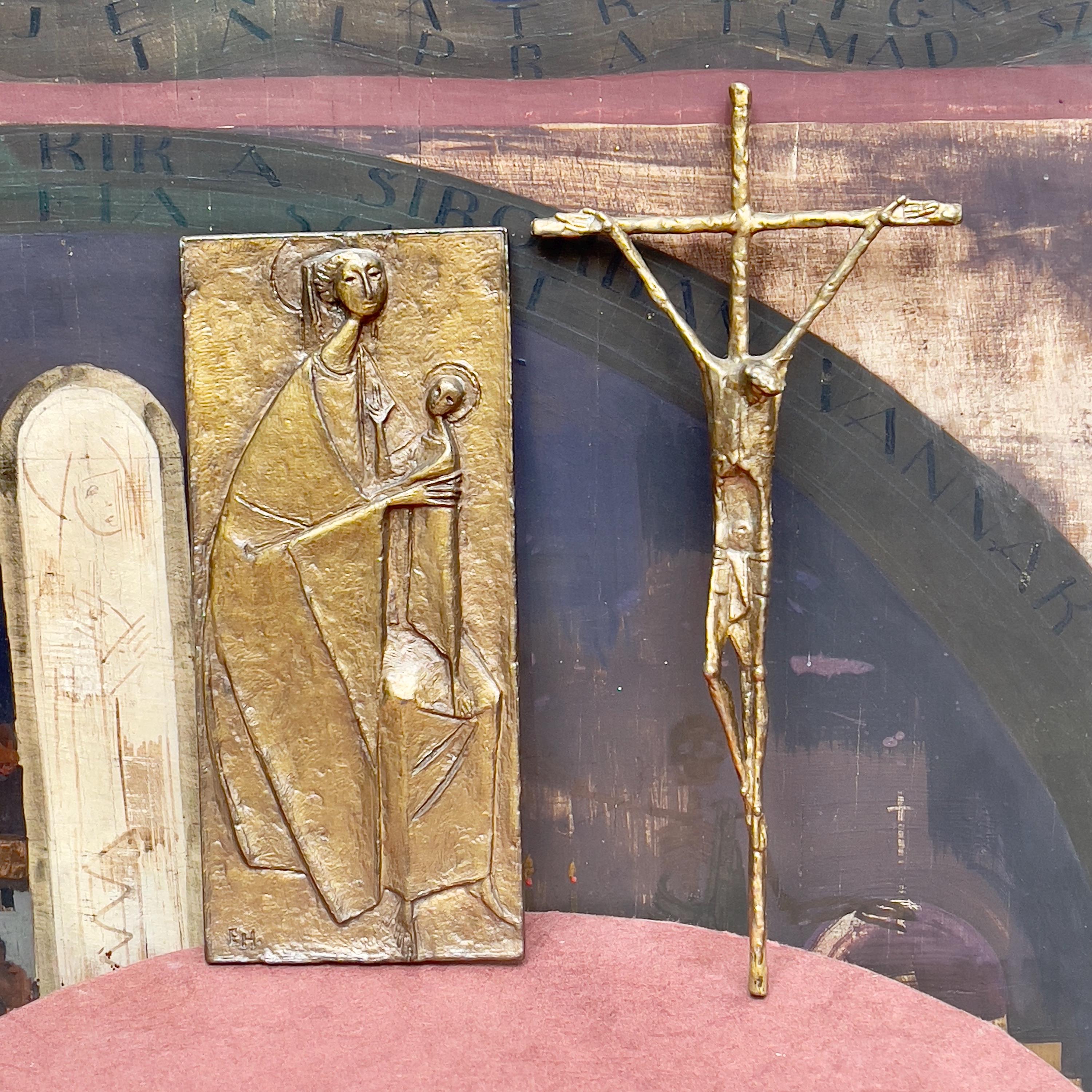 Vintage Bronze Kruzifix Cross Corpus Christi by Erwin Huber 1983