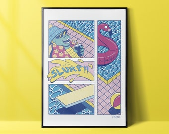 SLURP! A3 poster | digital print | wall decor | swimming pool