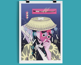 Anime Portrait Art Print | Katanakaji Swordsmith | A5 A4 A3 Illustration Poster, Aesthetic Anime Fanart Print