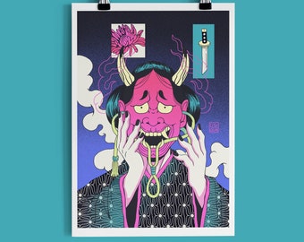 Hannya | A5, A4, A3 Illustration Poster, Art Print, Wall Art, Japanese art