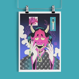 Hannya | A5, A4, A3 Illustration Poster, Art Print, Wall Art, Japanese art