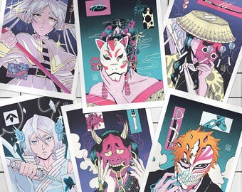 Anime Portrait Art Print | A5 A4 A3 Illustration Poster | Aesthetic Fanart Wall Art Japanese Folklore Art
