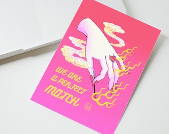 Aesthetic Valentine's Day Card | We are a perfect match |  Anniversary Card | A6, A5 Card | Card for Him / Card for Her