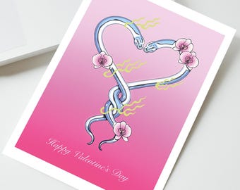 Aesthetic Snake Valentine's Day Card | Happy Valentine's Day | Anniversary Card | A6, A5 Card | Card for Him / Card for Her