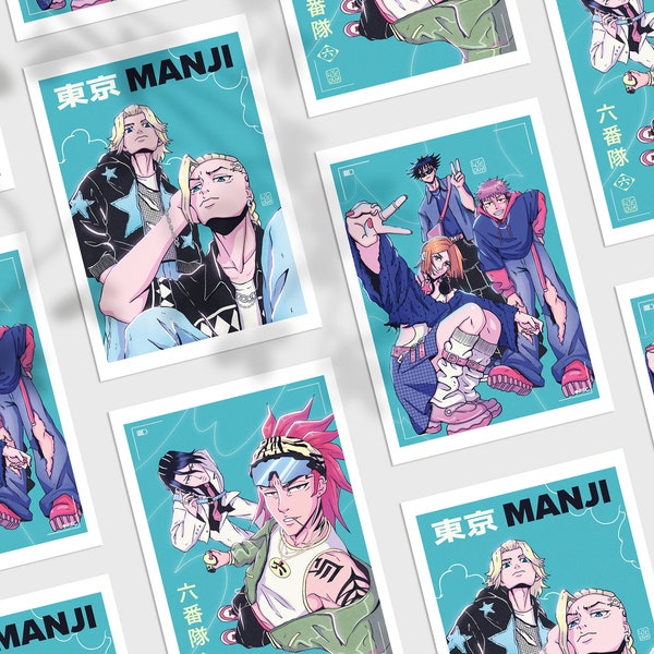 Anime Selfies | A5, A4, A3 Illustration Poster, Aesthetic Anime Art Print, Wall Art
